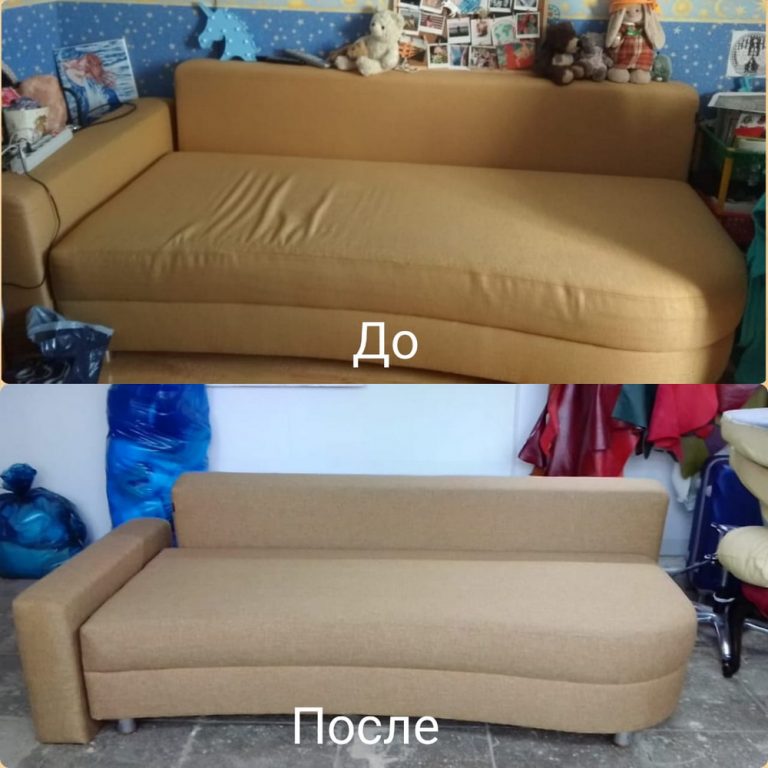 Обивка дивана до и после
